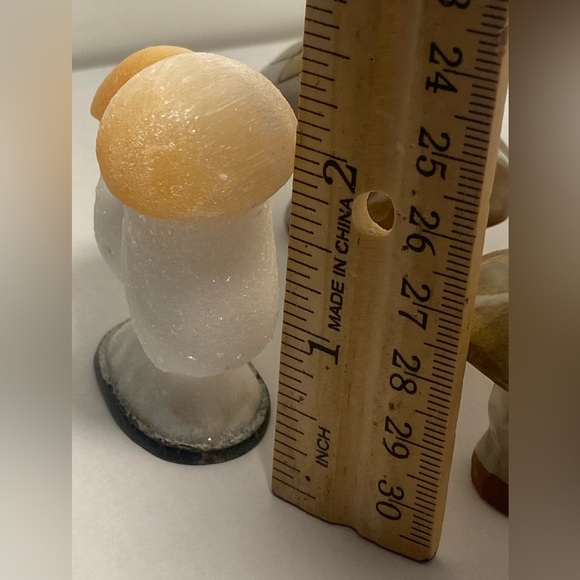 8 vintage mushroom figurine SET stone boho art painted ceramic LOT 70s MCM lot - Picture 7 of 16